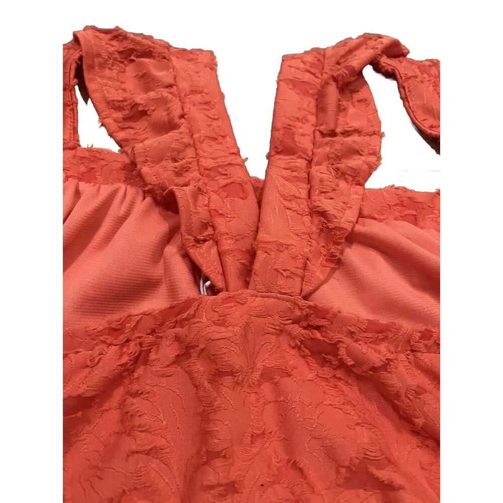 Lauren Conrad Flocked Ruffle Sleeveless Tank Top 3X Women's Shirt Spanish Coral - Picture 9 of 16